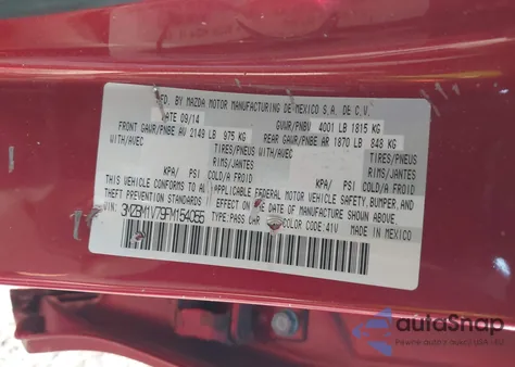 2015 Mazda Mazda3 I Touring from USA, damaged, VIN 3MZBM1V79FM154055